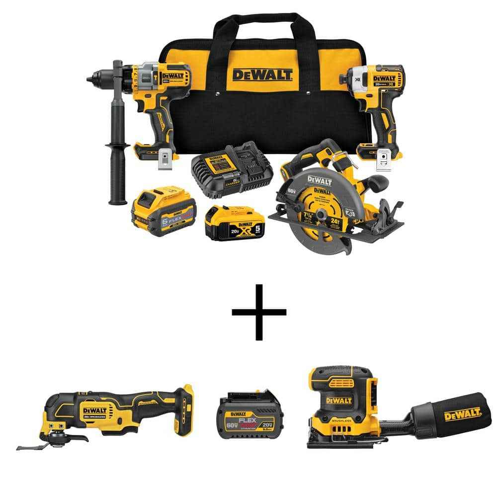 Dewalt 20v 60v Max Cordless 3 Tool Combo Kit, 20v Oscillating Tool, 20v 