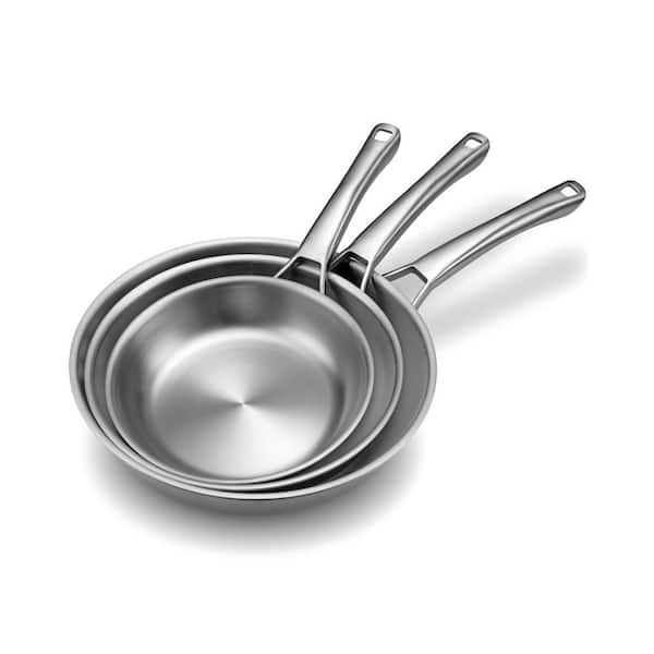 12 in. Tri-Ply Stainless Steel Pan with Lid, Dishwasher and Oven Safe, Works on Induction, Ceramic and Gas Cooktops