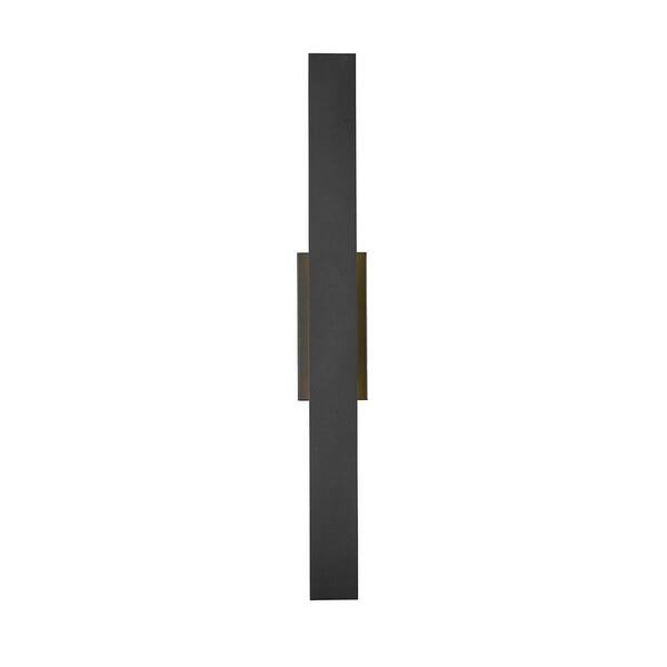 Stylet 36 in. Black Outdoor Hardwired Shaded Wall Sconce with