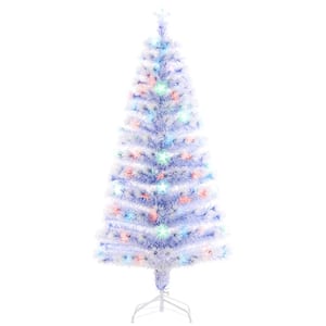 5 ft. White and Blue Pre-Lit Fir Artificial Christmas Tree with Realistic Branches, Multi-Color LED Lights and 180 Tips