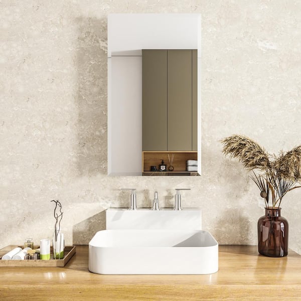 Stainless Steel Wall Mounted Medicine Cabinet w/ Mirror 21.75 x 1