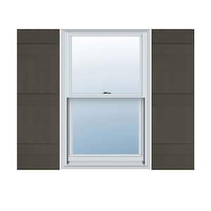 14 in. W x 59 in. H Vinyl Exterior Joined Board and Batten Shutters Pair in Musket Brown