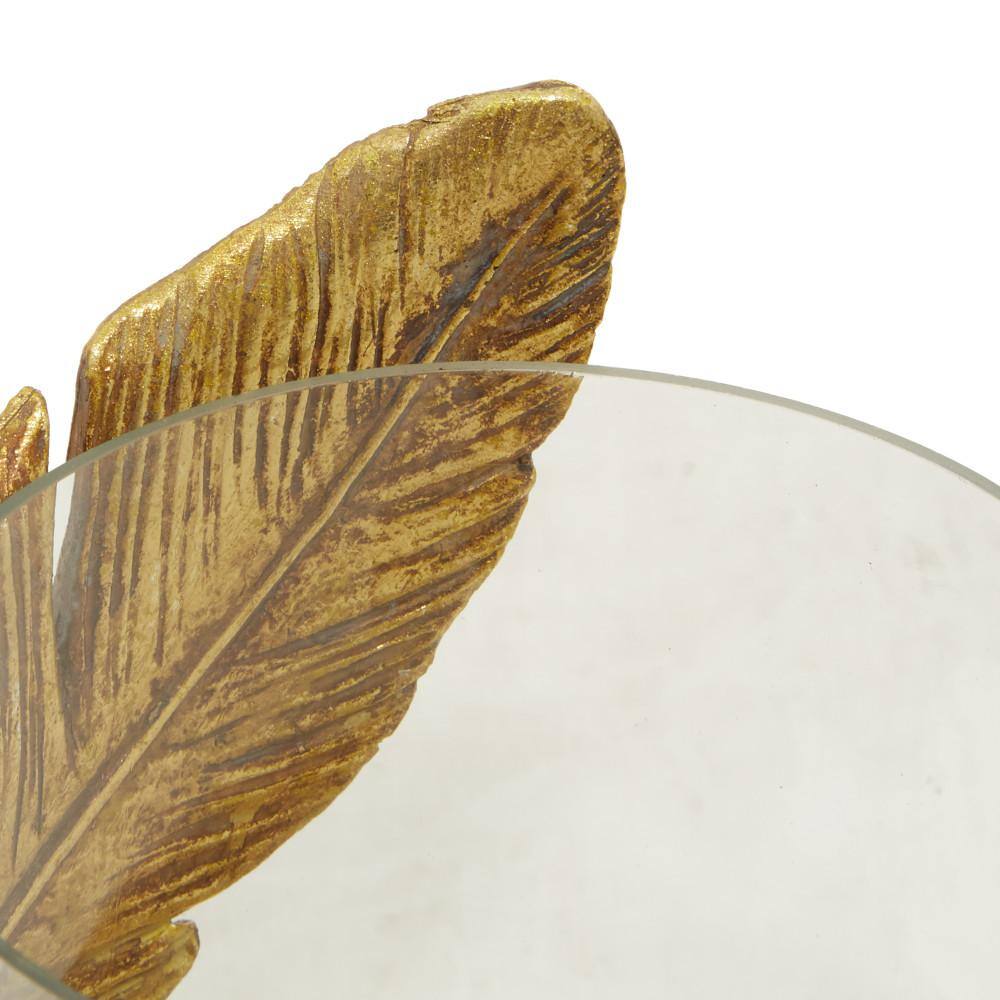 Elegant Winter Gold Glass Tabletop Hurricane Candle Lantern