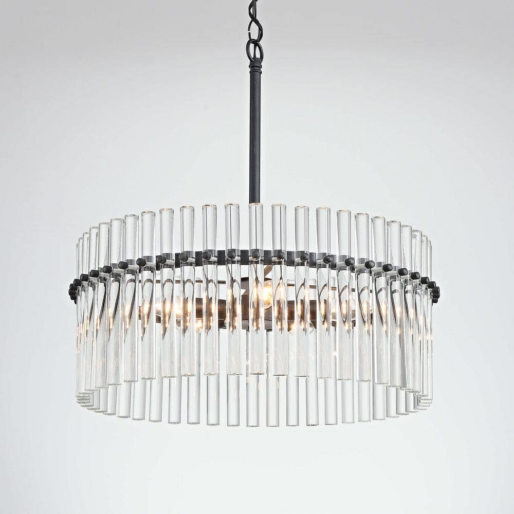 Casandra Antique Black Crystal Chandelier with Adjustable Height