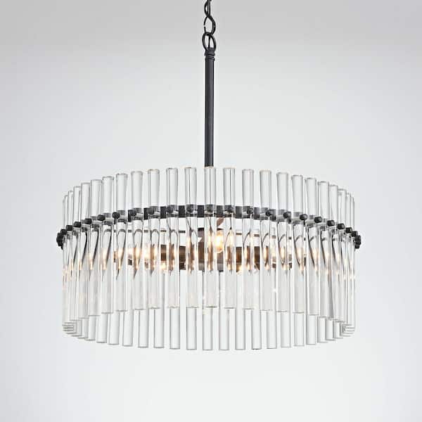 Jojospring Fiona 20.2 in. Wide 5-light Antique black Pendant Crystal Chandelier