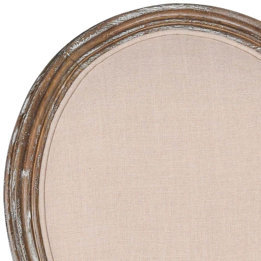 Holloway Beige Linen Upholstered Side Chair with Rustic Oak Frame (Set of 2)
