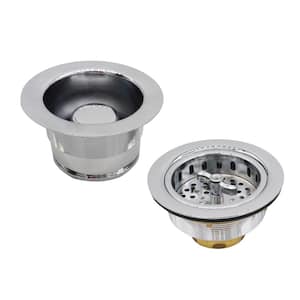 COMBO PACK 3-1/2 in. Wing Nut Style Kitchen Sink Strainer and Waste Disposal Drain Flange with Stopper, Polished Chrome