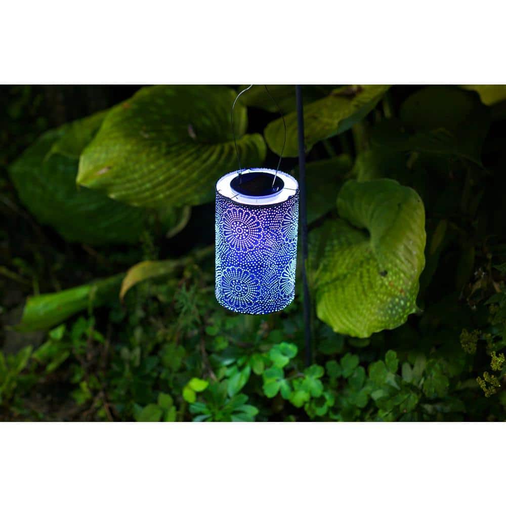 Stella Tyvek Blue Solar Hanging Lantern with Dual LED Lights