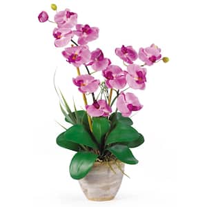 25 in. Artificial Double Phalaenopsis Silk Orchid Flower Arrangement in Mauve