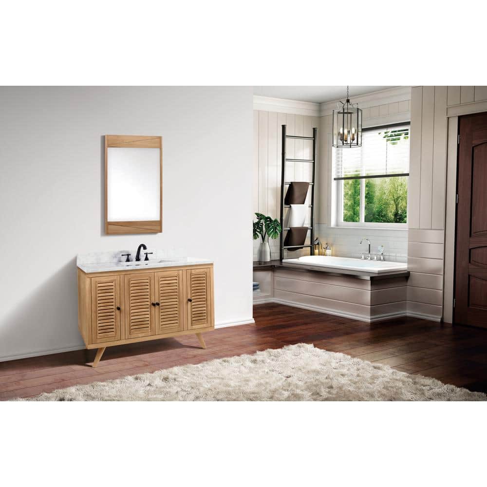 Harper 49" Teak and Marble Transitional Freestanding Vanity
