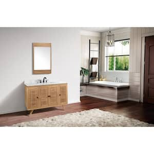 Harper 49 in. Vanity in Natural Teak with Carrera White Basin Marble Top