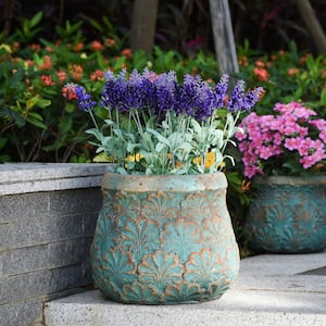 Tenbury 10 in. Turquoise Concrete Decorative Vase