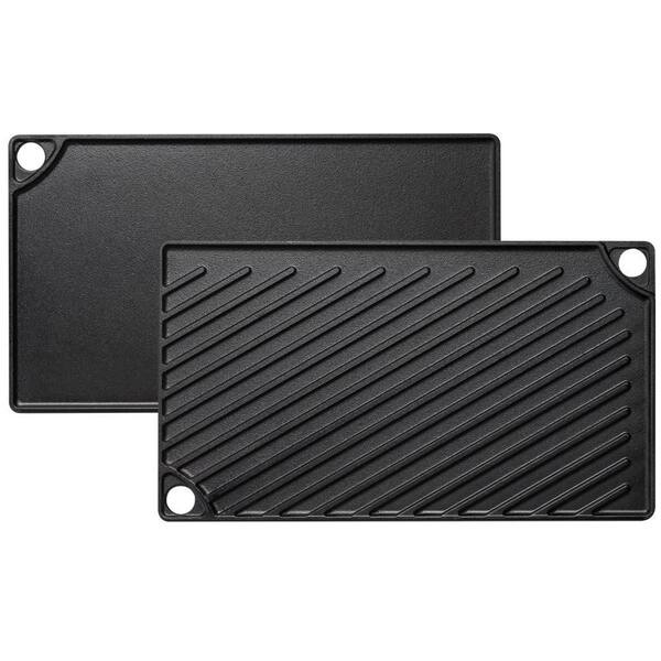 16.7 in. x 9.5 in. Black Cast Iron Reversible Stovetop Griddle with Handle for Oven, Grill, Campfire, Non-Stick Flat Top