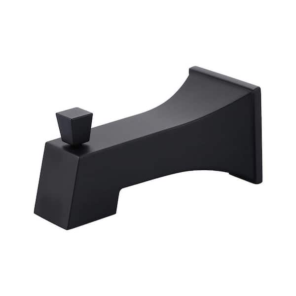 Bath Tub Spout with Slip Fit Connection and Pull-Up Diverter in Matte Black