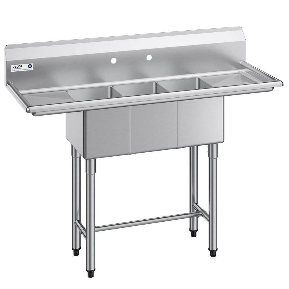3 Compartment Sink, 18-Gauge 304 Stainless Steel, 10in. x 14in. x 10in. Bowl Size, 3 Bay Commercial Kitchen Prep price history on PriceWatchPro