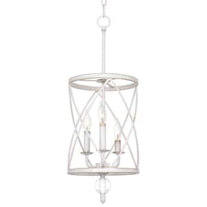 Eleanor 60-Watt 3-Light Antique White Traditional Chandelier with Antique White Shade, No Bulb Included