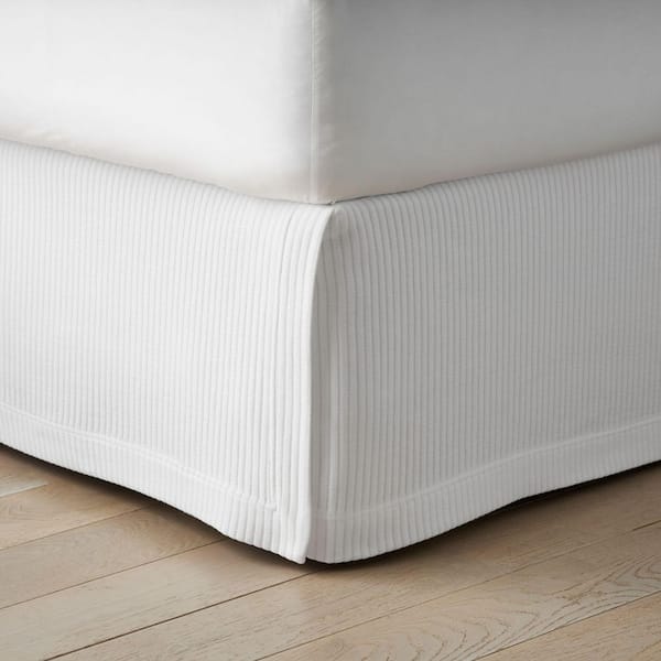Company Cotton  18 in. Vertical Stripe White King Bed Skirt