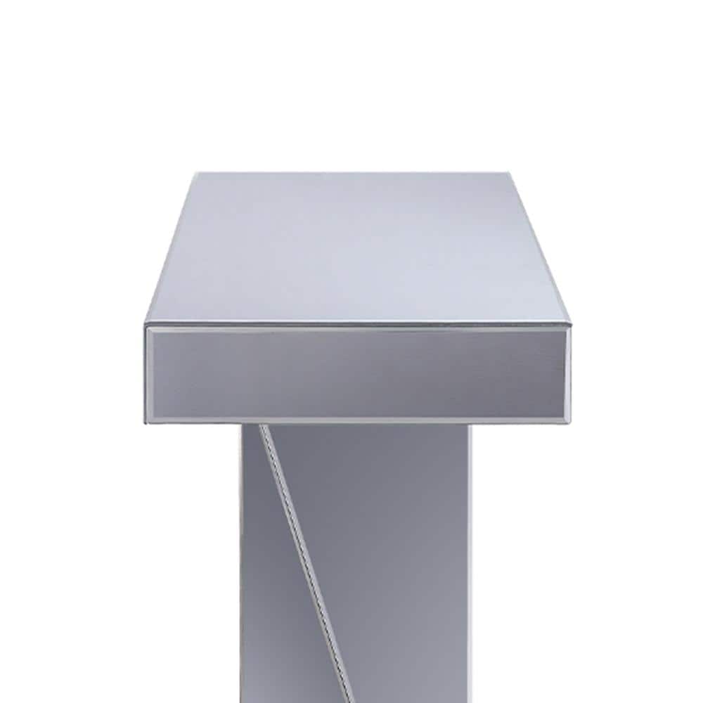 47" Mirrored Wood Console Table with Faux Diamonds