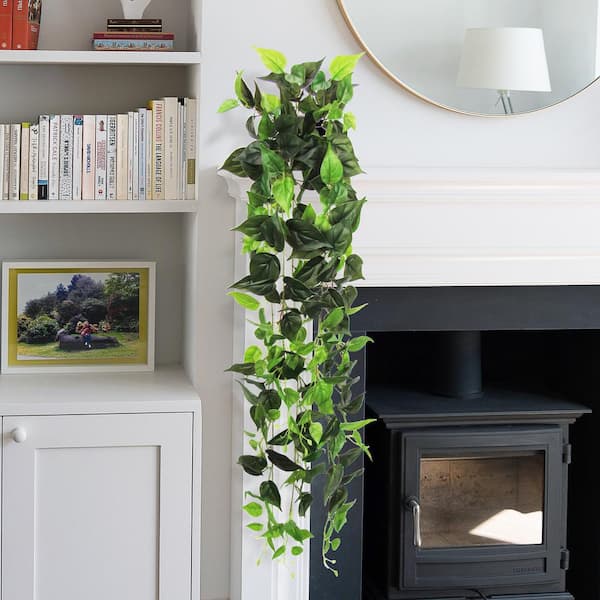 LIVING LUXURY 51 in. Artificial Philodendron Ivy Leaf Vine Hanging Plant Greenery Foliage Bush