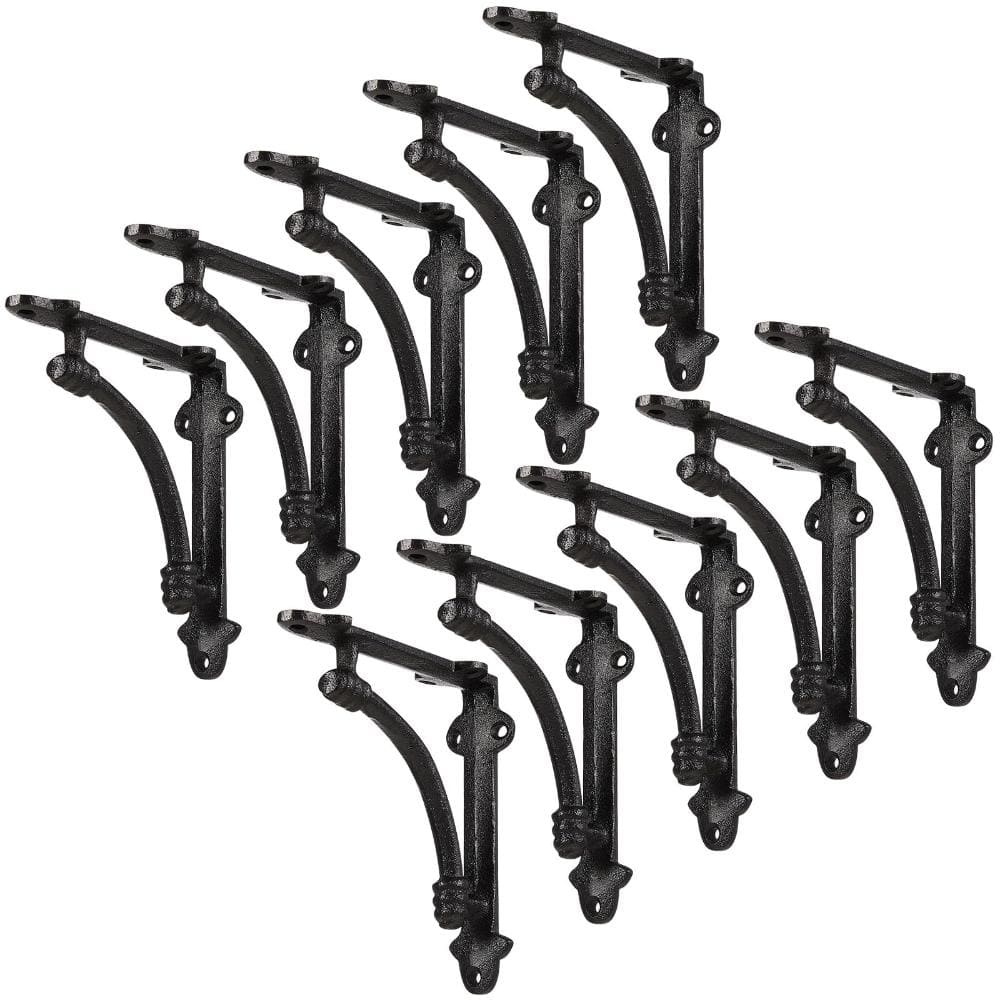 "10-Pack 5.5"" Cast Iron Shelf Brackets – Heavy Duty Farmhouse Black Wall Floating" price history on PriceWatchPro