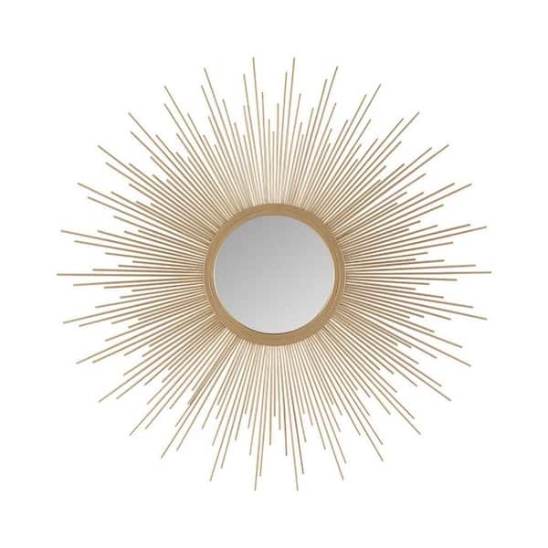 Miscool Anky 29.5 in. W x 29.5 in. H Iron Framed Round Decorative Accent Wall Mirror