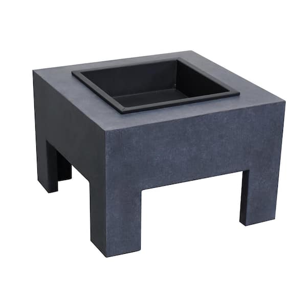 Astella 23 in. x 15.4 in. Square Wood Burning Monolith Fire Pit in Dark Gray Granite