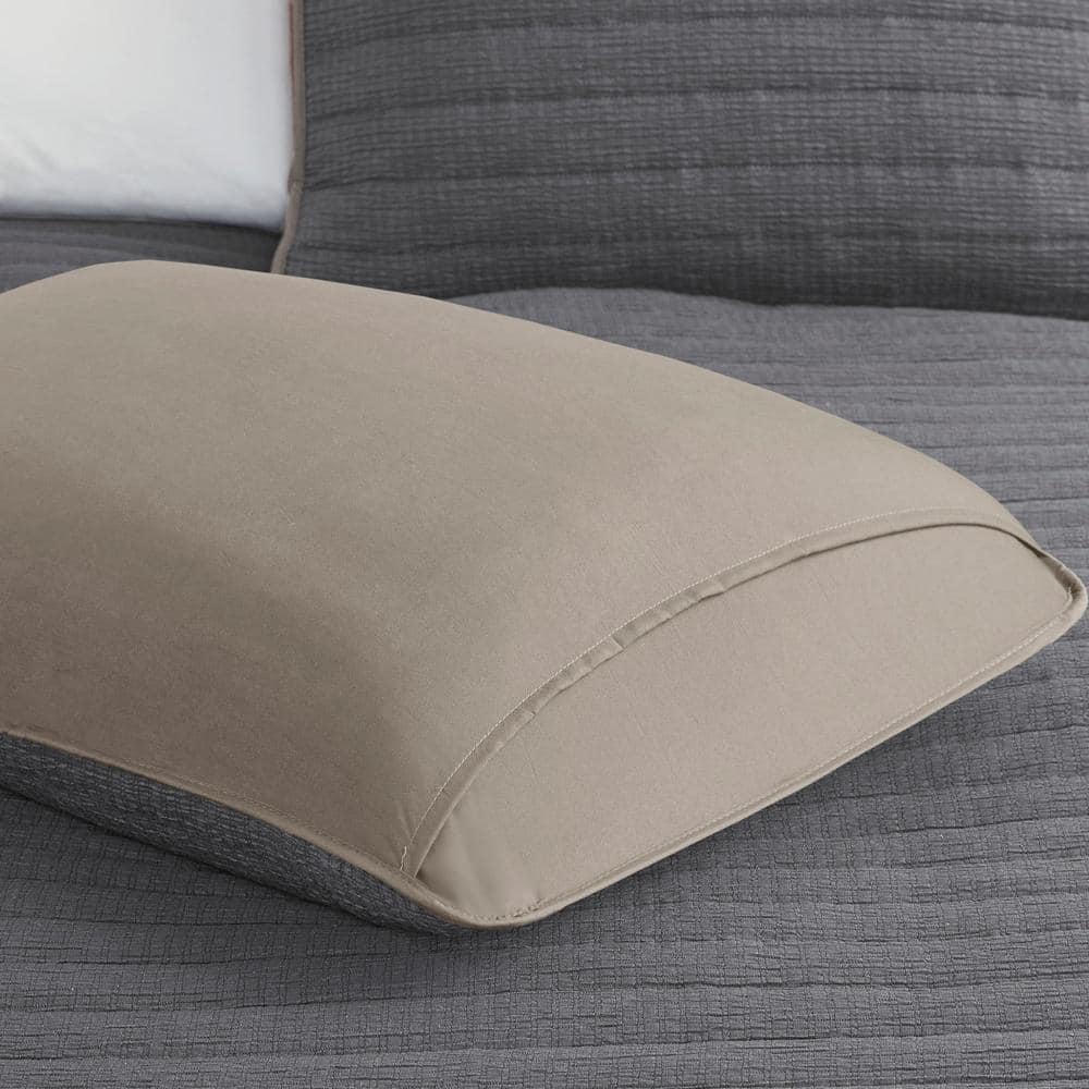 Charcoal King Reversible Microfiber 3-Piece Quilt Set