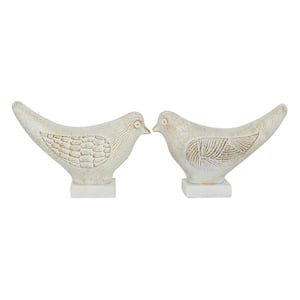White Ceramic Bird Sculpture (Set of 2)