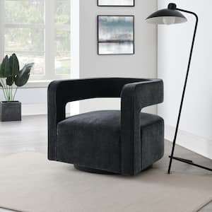 Ginny Ebony Stain-Resistant Fabric Swivel Chair