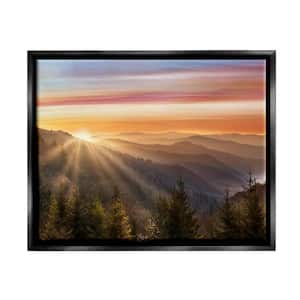 Sunrise Through Mountain Forest Skyline Warm Sky by Danita Delimont Floater Frame Nature Wall Art Print 17 in. x 21 in.