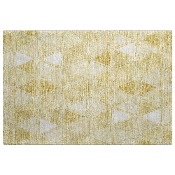 Dream Shag Premium Machine Washable Abstract ADS722 Gold 3 ft. x 4 ft. Area Rug