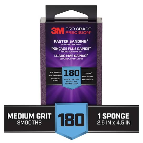 Pro Grade Precision 2 1/2 in. x 4-1/2 in. x 1 in. 180-Grit Medium Block Sanding Sponge (1-Pack)