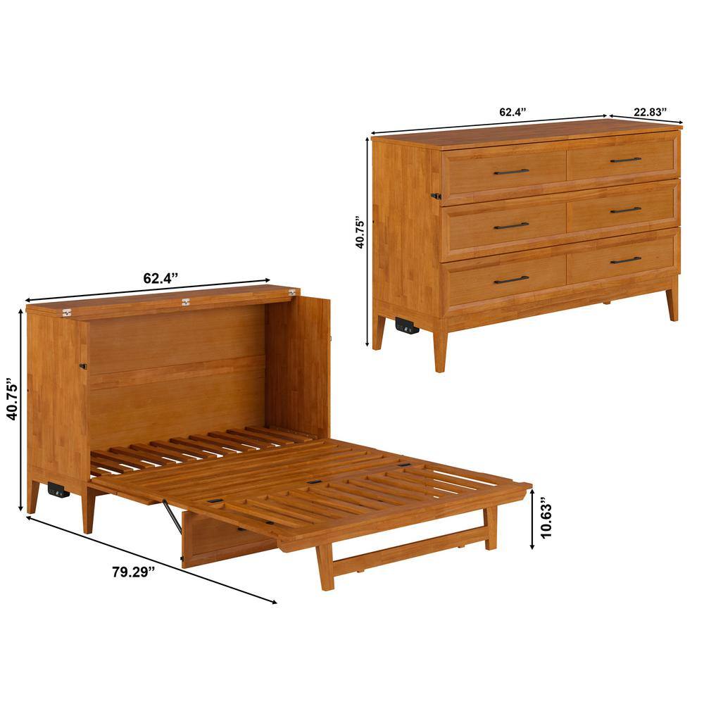 Santa Fe Light Toffee Queen Wood Murphy Bed Chest with Mattress