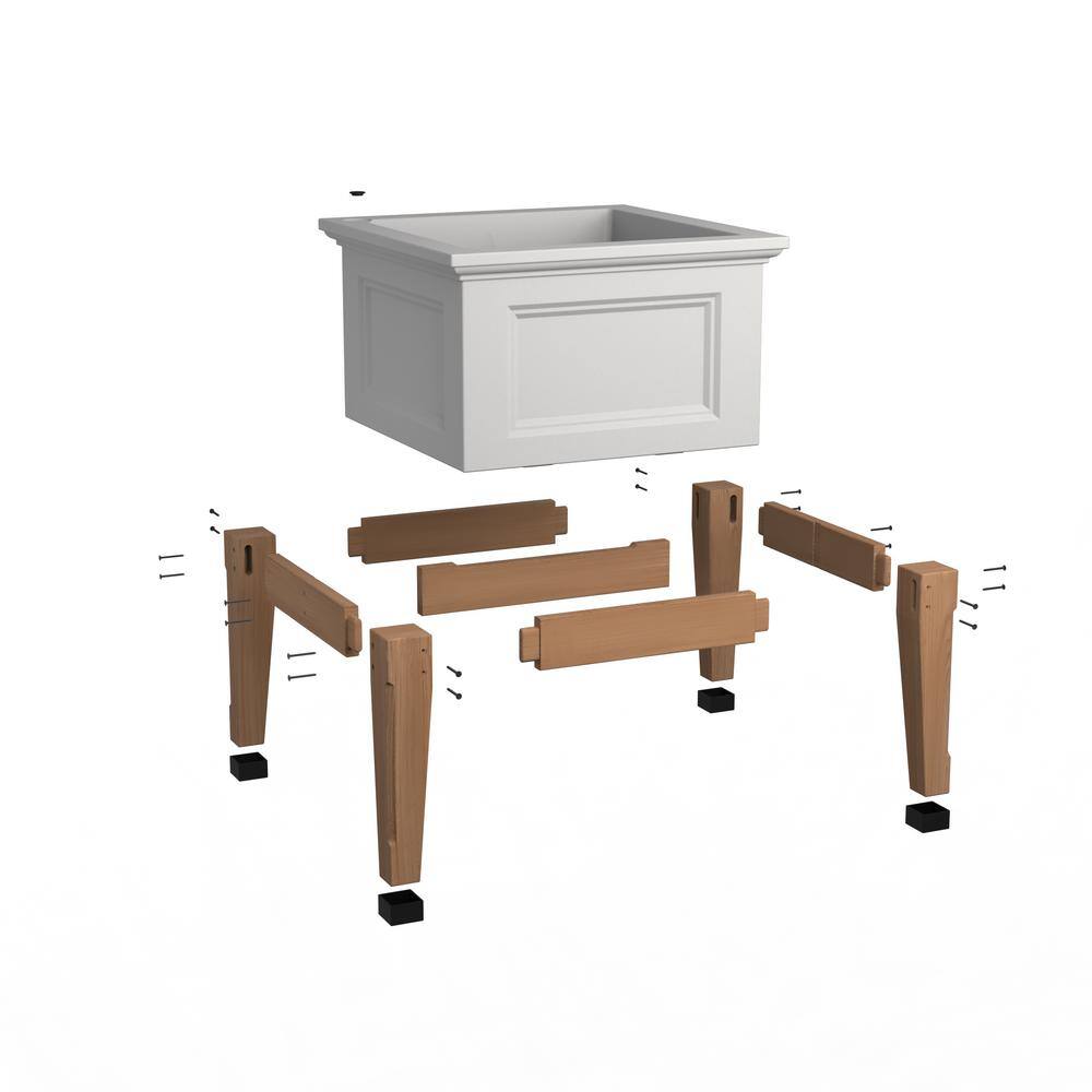 Fairfield 24x24 White Plastic and Wood Elevated Garden Bed