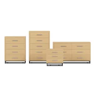 Cayuga 4-PIece Natural Drawer Dresser and Nightstand Bedroom Set