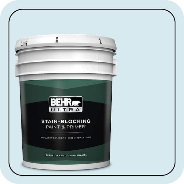 BEHR ULTRA 5 gal. #530A-1 Snowdrop Semi-Gloss Enamel Exterior Paint & Primer