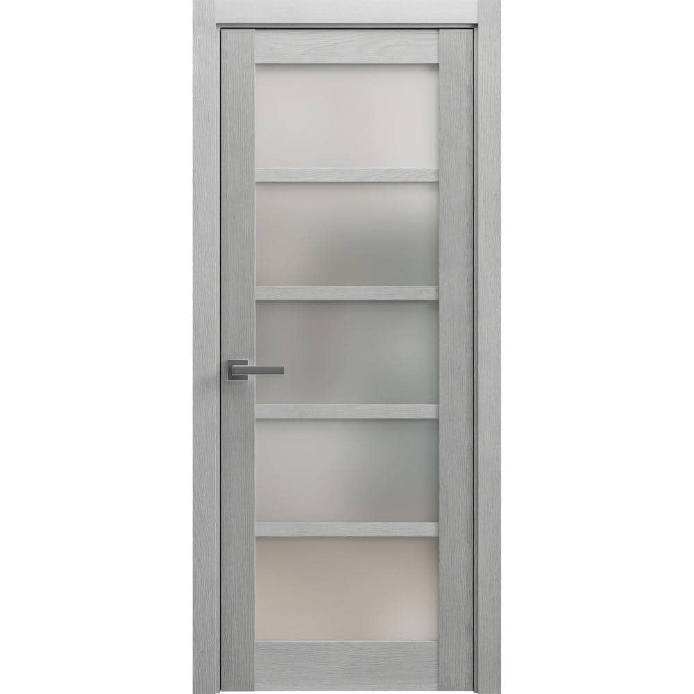 24 in. x 96 in. Right-Hand/Inswing Solid Frosted Glass Light Grey Oak Wood Single Prehung Interior Door with Hardware price history on PriceWatchPro
