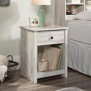 River Ranch 1-Drawer White Plank Nightstand 23.898 in. H x 18.268 in. W x 16.339 in. D