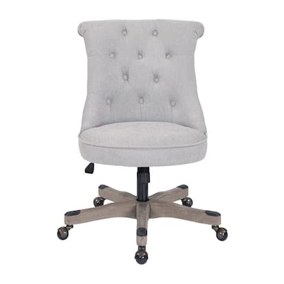 Hannah Fog Fabric Tufted Office Chair with Grey Wood Base