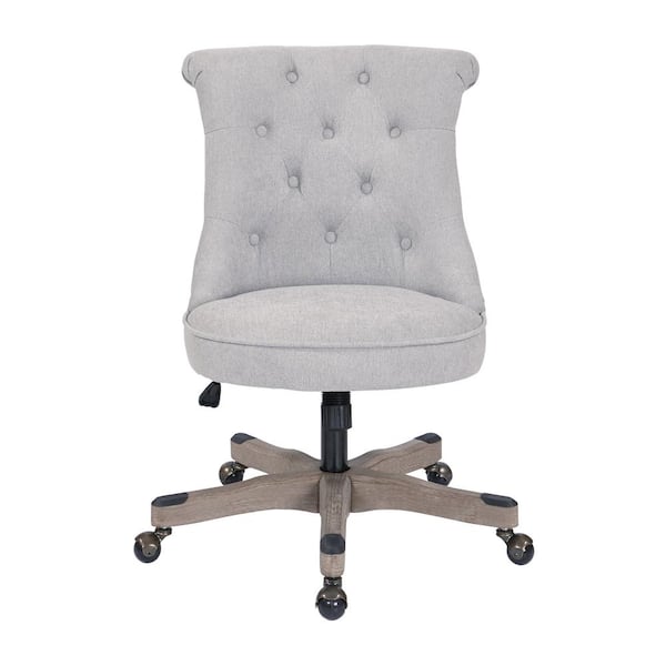 OSP Home Furnishings Hannah Fog Fabric Tufted Office Chair with Grey Wood Base
