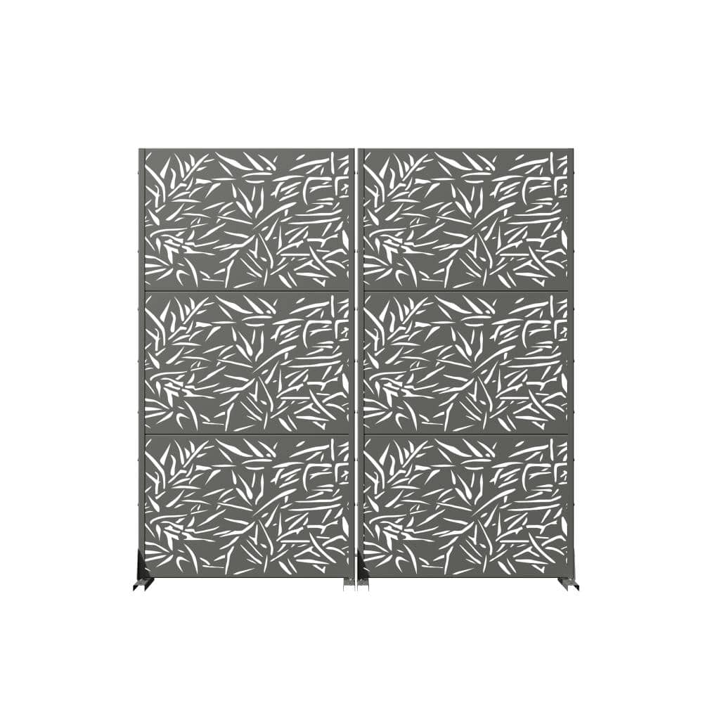 "72"" H x 35"" W Gray Metal Privacy Screen, Freestanding Outdoor Room Divider for Patio, Balcony, and Poolside (Set of 2)" price history on PriceWatchPro