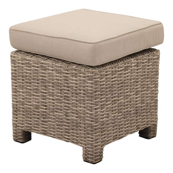 Courtyard Casual Capri Grey Aluminum Outdoor Ottoman with Cushion