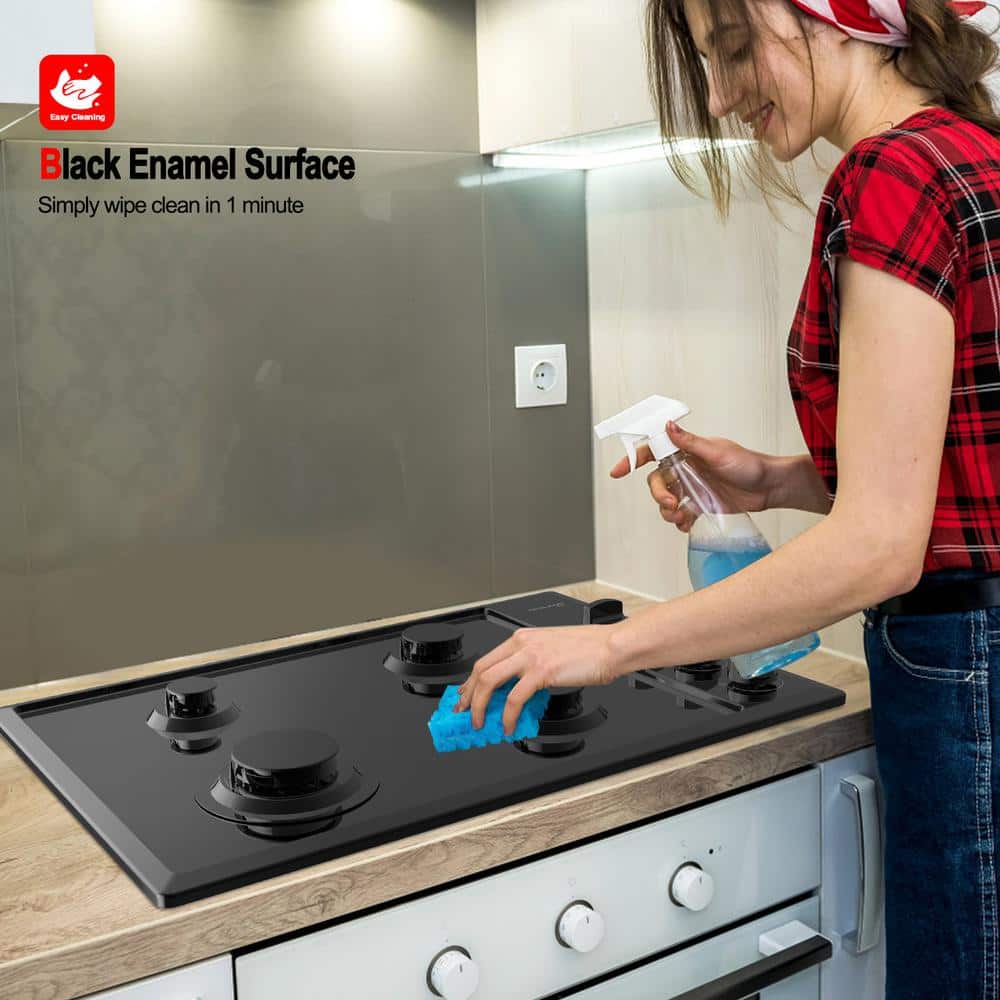 30-Inch Black Enamel 4-Burner Propane and Natural Gas Cooktop