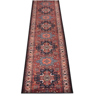 Antique Collection Series Vintage Persian Medallion Red Terracotta 26 in. x 29 ft. Your Choice Length Stair Runner