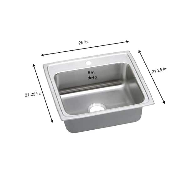 Lustertone 25 in. Drop-in Single Bowl 18-Gauge Stainless Steel Kitchen ADA Sink Only