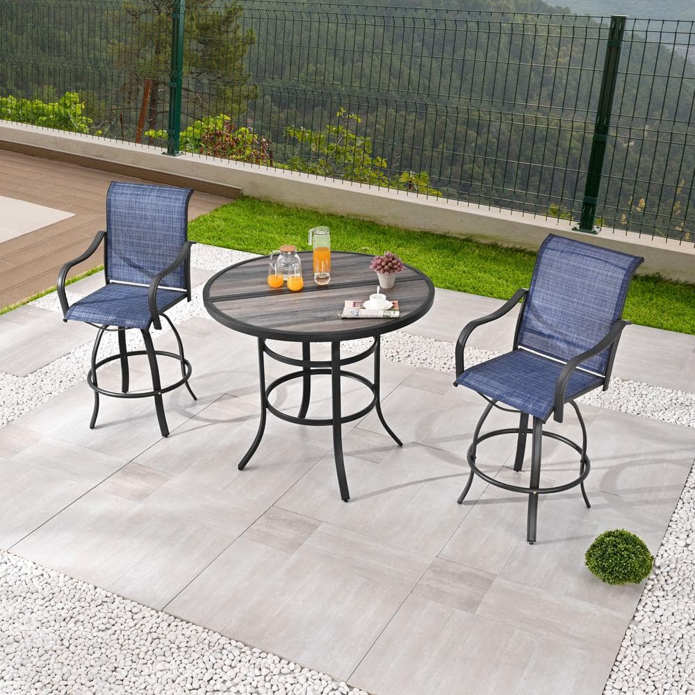 Patio Festival 3-Piece Round Metal Outdoor Dining Set PF19252-273-1-B ...