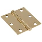 3 in. Brass Residential Door Hinge with Square Corner Removable Pin Full Mortise (9-Pack)