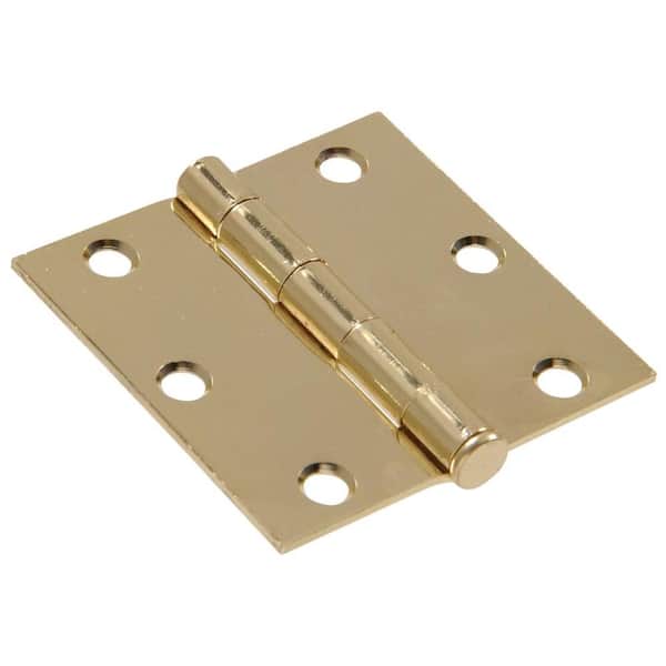Hardware Essentials 3 in. Brass Residential Door Hinge with Square Corner Removable Pin Full Mortise (9-Pack)