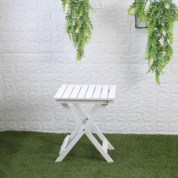 Unbranded Wood Outdoor Side Table, Small Square Folding Side Table