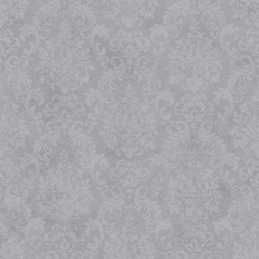 Special FX 2 Collection Silver Metallic Damask Vinyl on Non-Woven Non-Paste